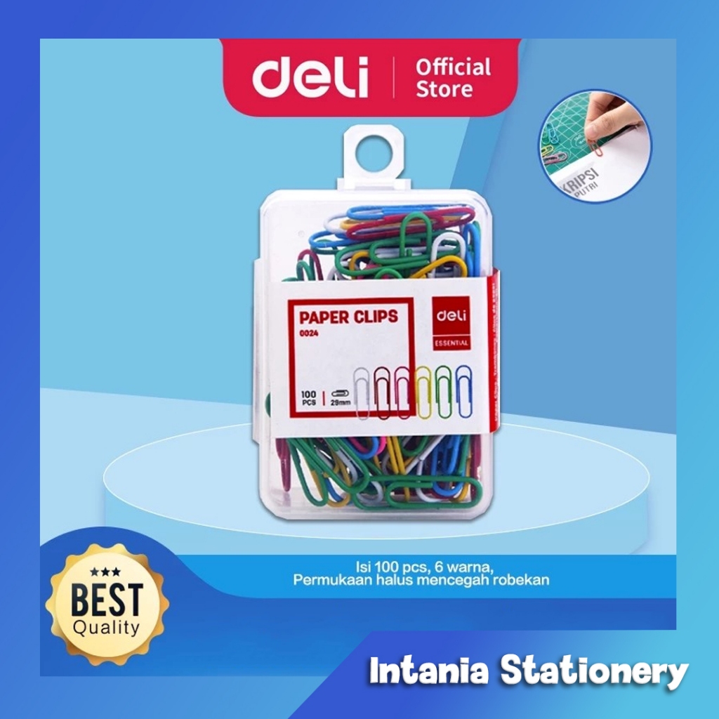 

Deli Klip Kertas / Paper Clips / Kebutuhan Kantor - Multi Warna 29 mm E0024