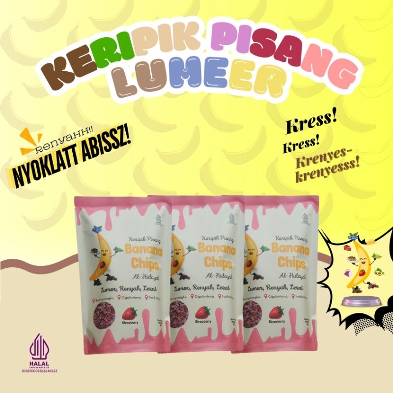 

Banana Chips ~ Paket Bundling 3 Rasa Strawberry Keripik Pisang Coklat Lumer Renyah Lezat