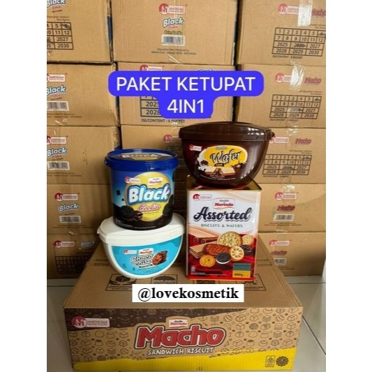 

PAKET KETUPAT 4IN1 - Marindo Choco Chips / Wafer Coklat / Black Cookies / Assorted Biscuits & Wafers