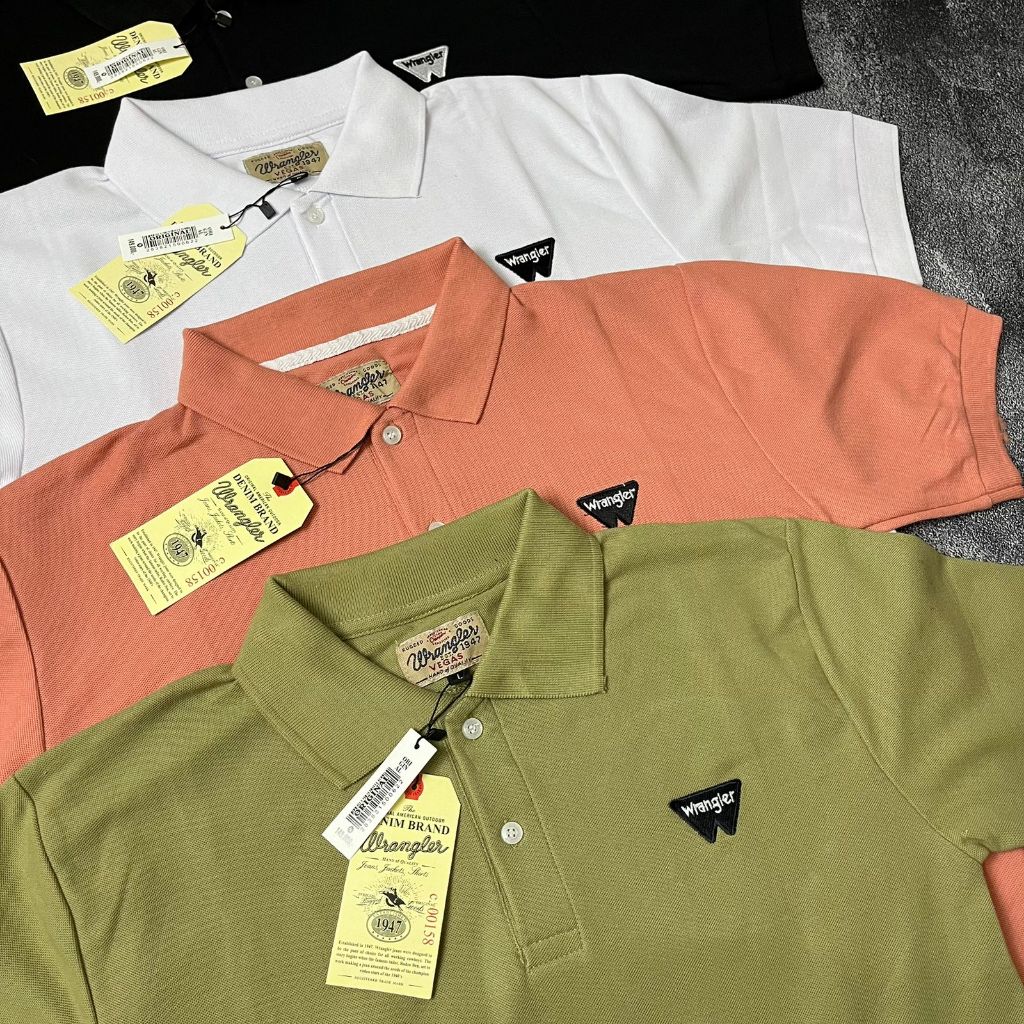 kaos krah polo shirt wr4ngler baju kaos krah kancing pria M-XXL bordir timbul 3D atasan pria jumbo