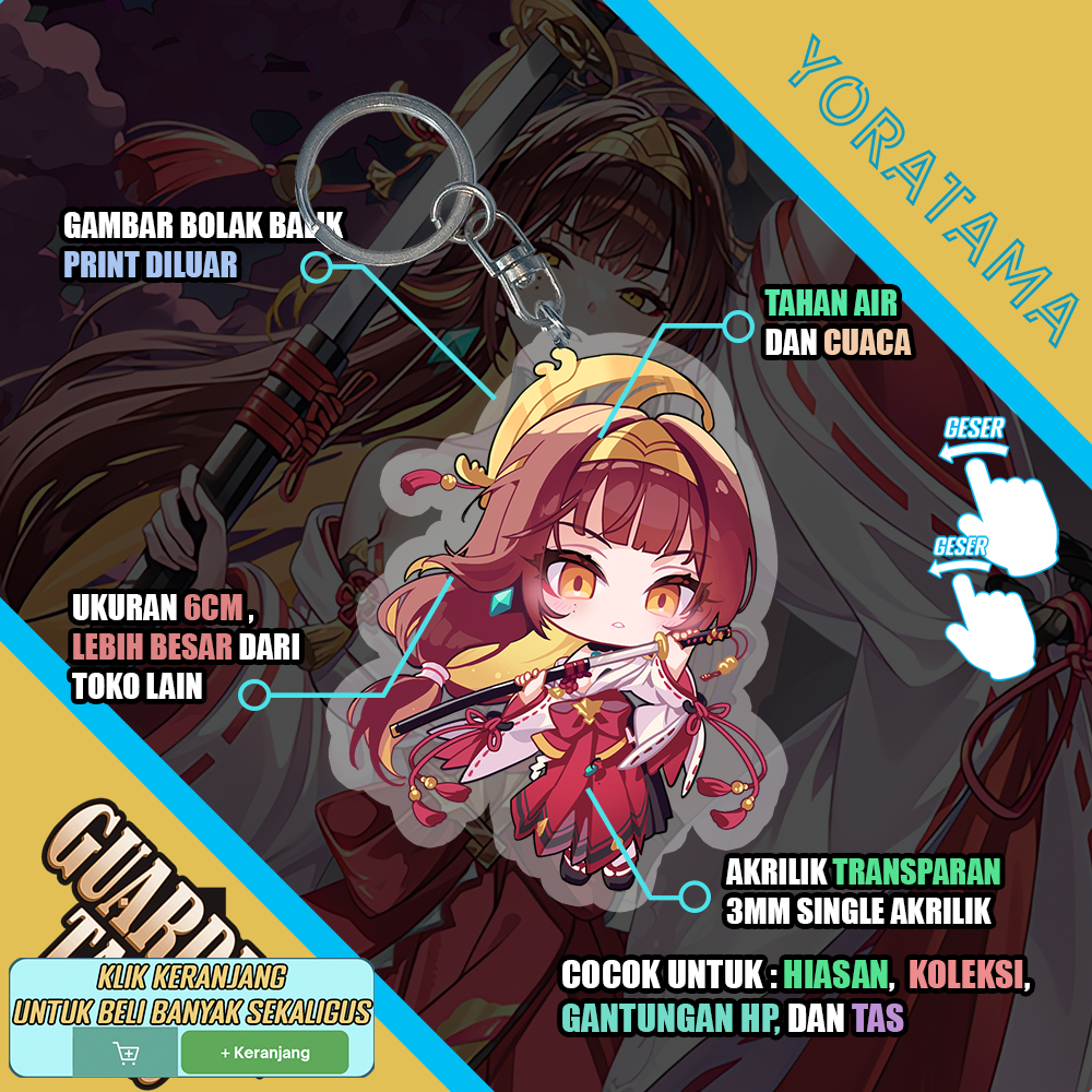 Gantungan Kunci Saya Guardian Tales, Keychain Anime Lucu