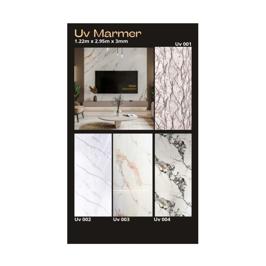 PVC UV Marble / Marmer Panel PVC Dekorasi Dinding Motif Corak Marmer UV Marble