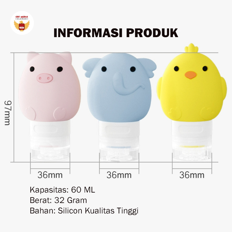 Cute Animal Silicone Travel Bottle 60 ml