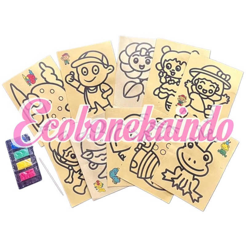 Kertas mewarnai per pcs melukis pasir ukuran kecil mainan mewarnai pasir pasiran edukasi anak kertas