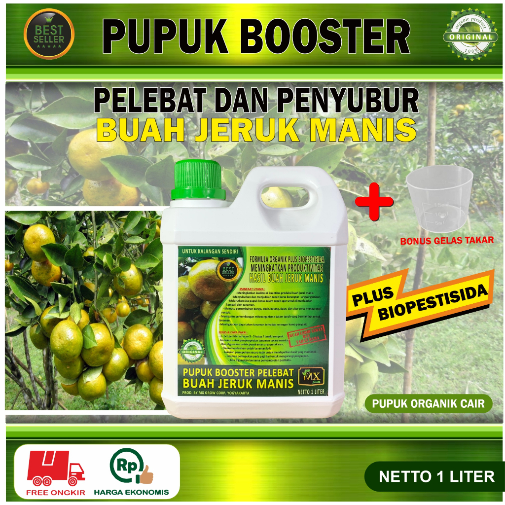 Pupuk Organik Cair Pelebat,Penyubur,Perangsang JERUK MANIS 1 Liter / Booster JERUK MANIS / Pupuk Rab