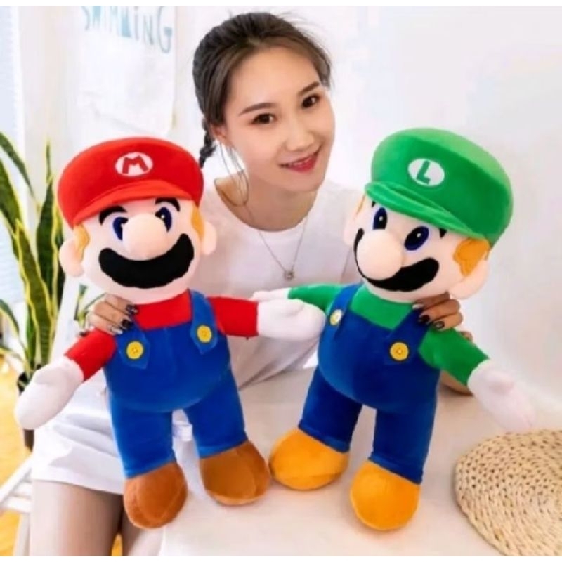 Mainan Boneka Stuffed Plus Anime Super Mario Bros Luigi Bahan Halus Dan Lembut Ukuran 40Cm