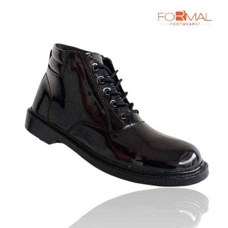 Sepatu PDH Pria Formal Terbaru Ankle Boot Hitam Mengkilap Dinas Kerja TNI Polisi Kejaksaan