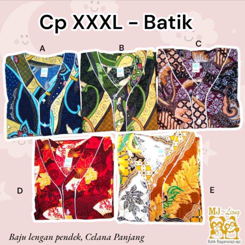 Baju tidur batik Bagan size XXXL / piyama batik bagan siapi-api / piyama jumbo couple / baju tidur j