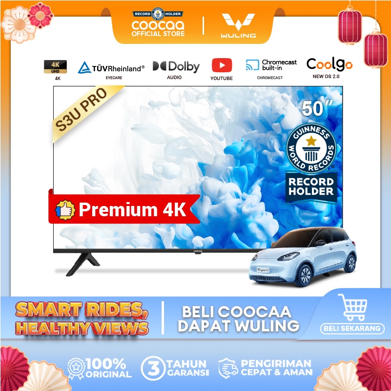 COOCAA 50 inch Smart TV - Digital TV - 4K - UHD - Dolby Audio - Youtube - Mirroring - Boundless -Bro