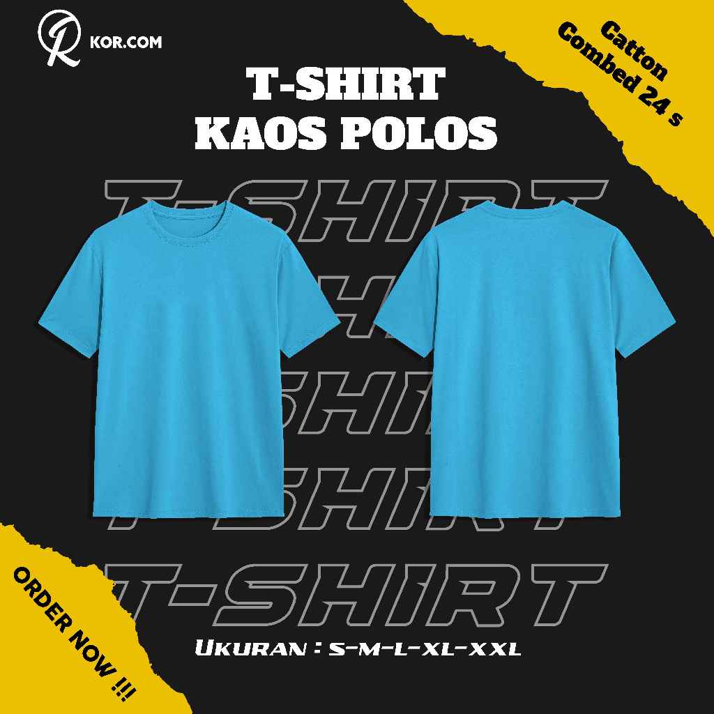 Kaos T-shirt Kaos Polos Warna Biru Langit Catton Combed Premium 24s Baju Distro
