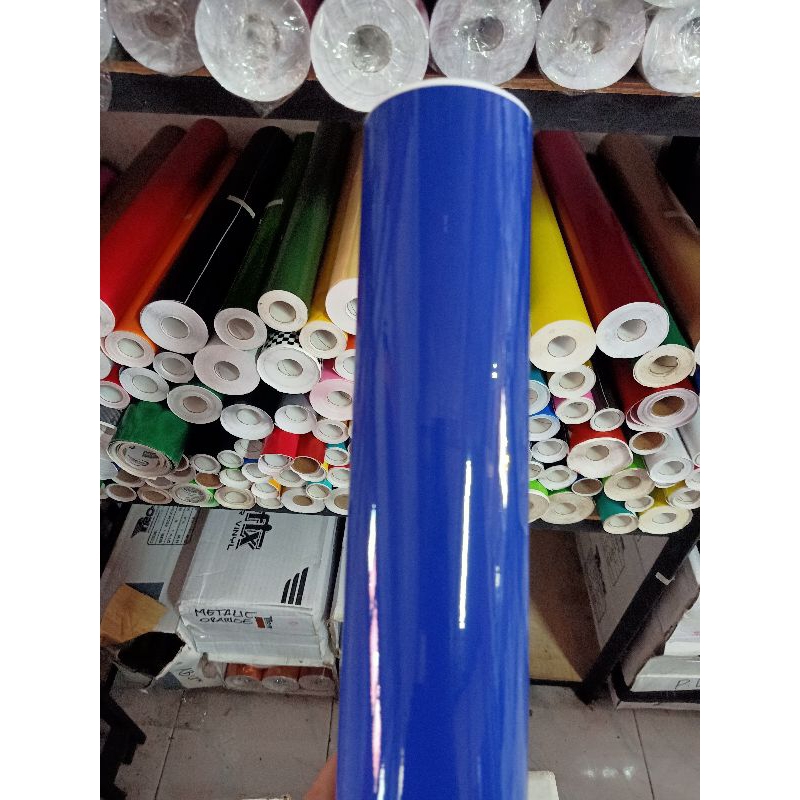 skotlet biru tua glossy skotlet sticker biru tua glos sekotlet biru kilap kualitas premium