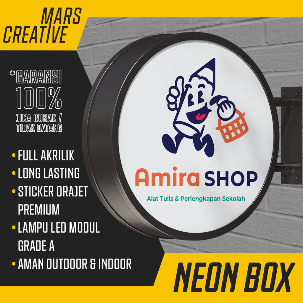 Neon Box 60 x 30 cm Outdoor atau Indoor - Lampu Terang Hemat Listrik - Tinggal Pasang