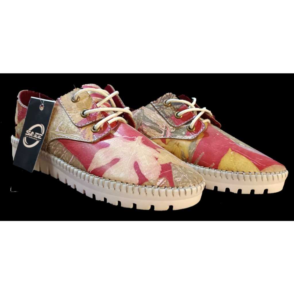 sepatu ecoprint kulit asli jahitan tanpa lem