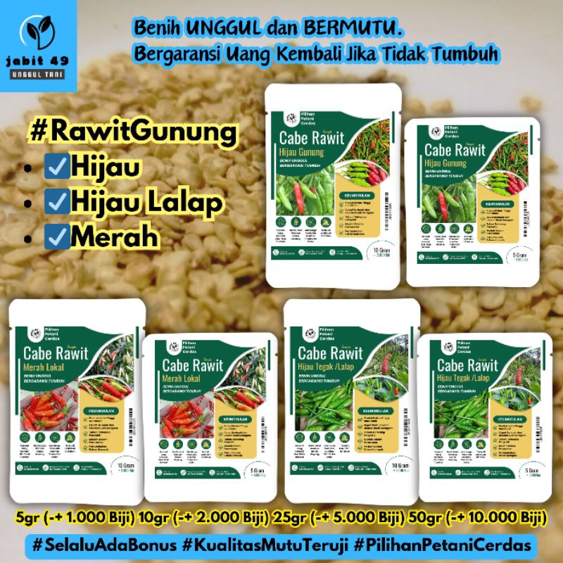 JaBit - 10gr (-+2.000 Biji) Benih Unggul Cabe Rawit Hijau dan Merah Lokal Cengek Cabe Gunung Cabai R