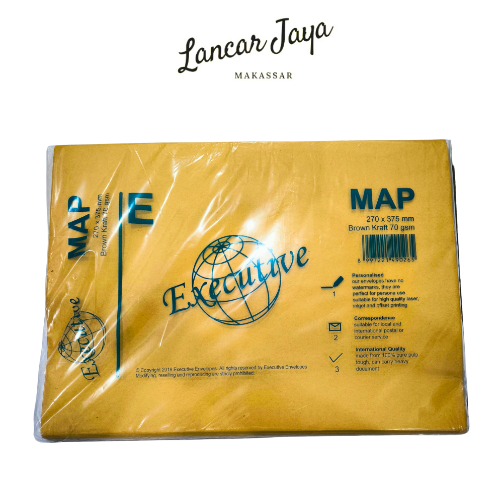 

[ 1 PACK / 100 LEMBAR ] Amplop Coklat Kraft E [MAP]