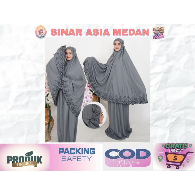 [MUKENA KHADIJAH DEWASA] MOTIF GRASELLA Bahan Katun Adem