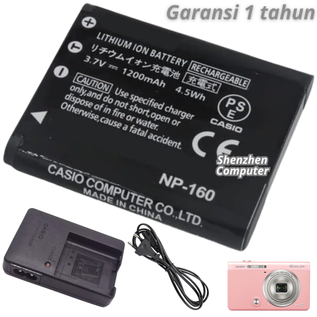 Baterai Charger Casio Exilim EX-ZR65HS EX-ZR10 EX-ZR15 EX-ZR20 NP-160 battery BC-110L adapter