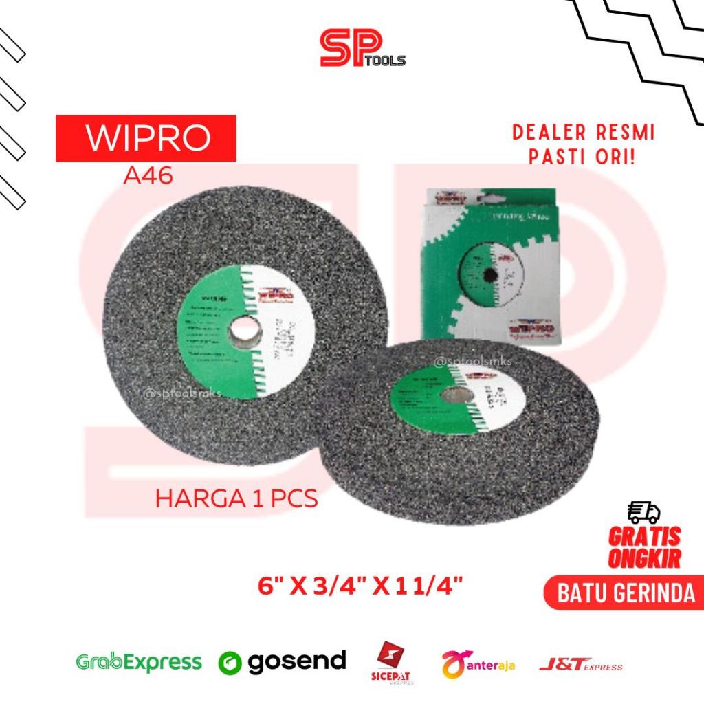 BATU GERINDA GURINDA DUDUK A46 ABU ABU 6 INCH 6" x 3/4" X 1 1/4" GRIT A46 #46 WIPRO