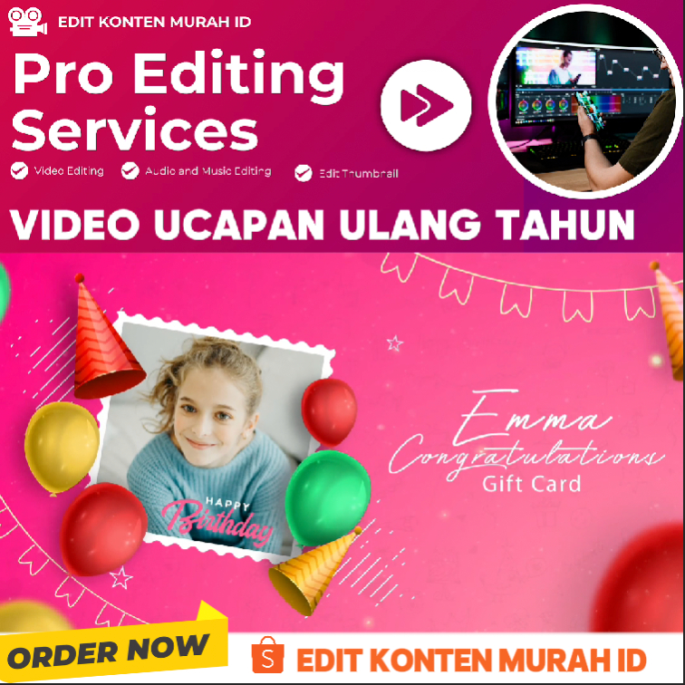 Edit Video Ucapan Ulang Tahun cocok untuk kejutan ulang tahun dan hadiah digital spesial.
