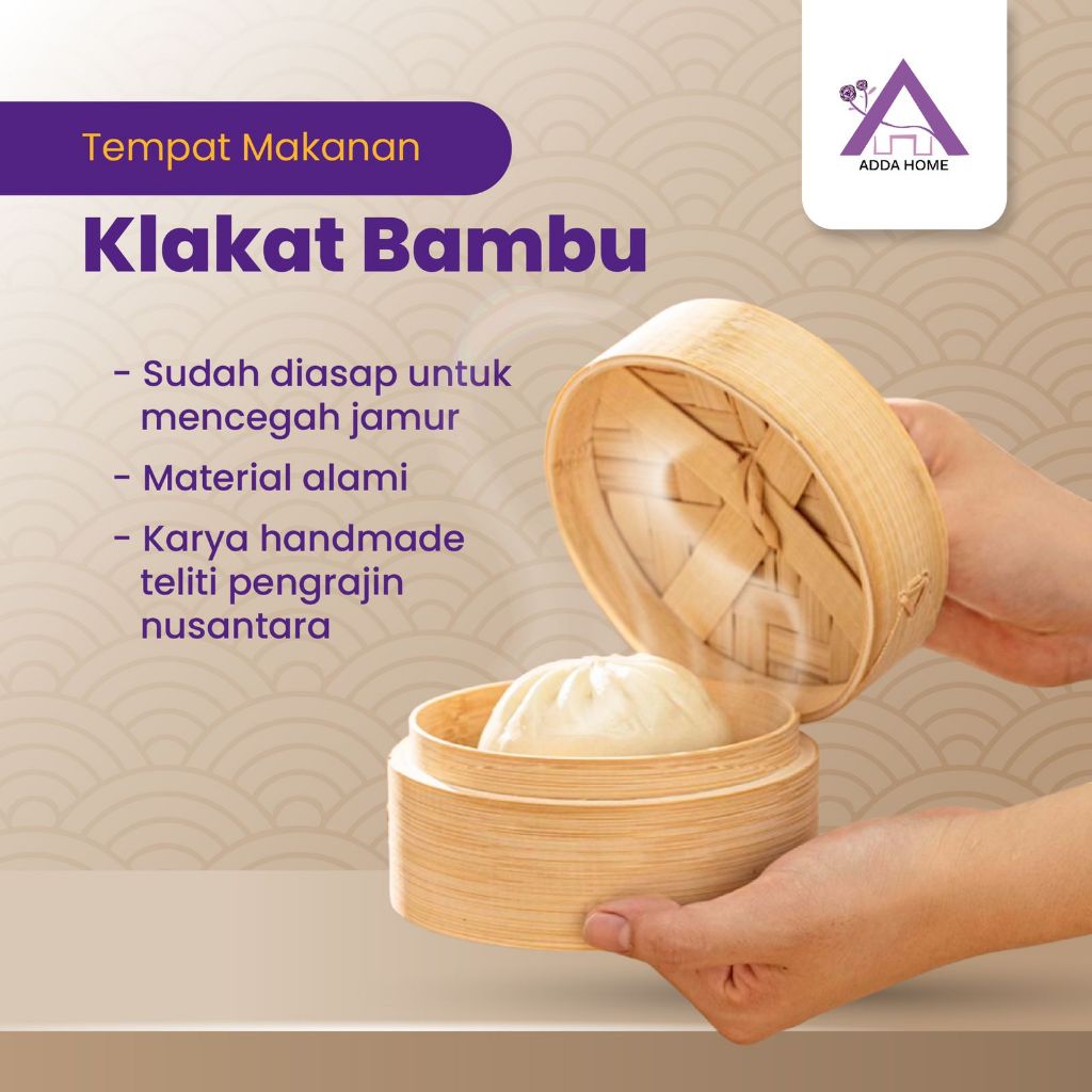 Klakat Bambu Tempat Makanan Dimsum Kue Bakpao Siomay Kukus Serbaguna 13cm