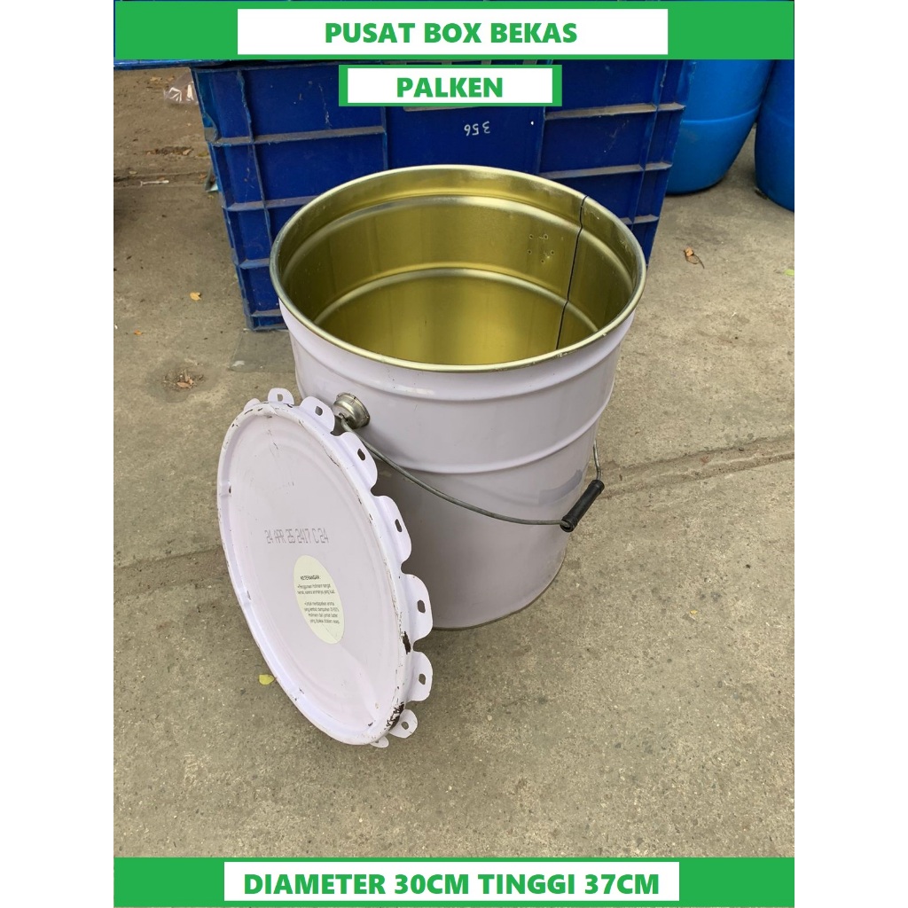 Palken Besi 25kg plus tutup Ember Pail Besi Ember Palken 25kg bekas