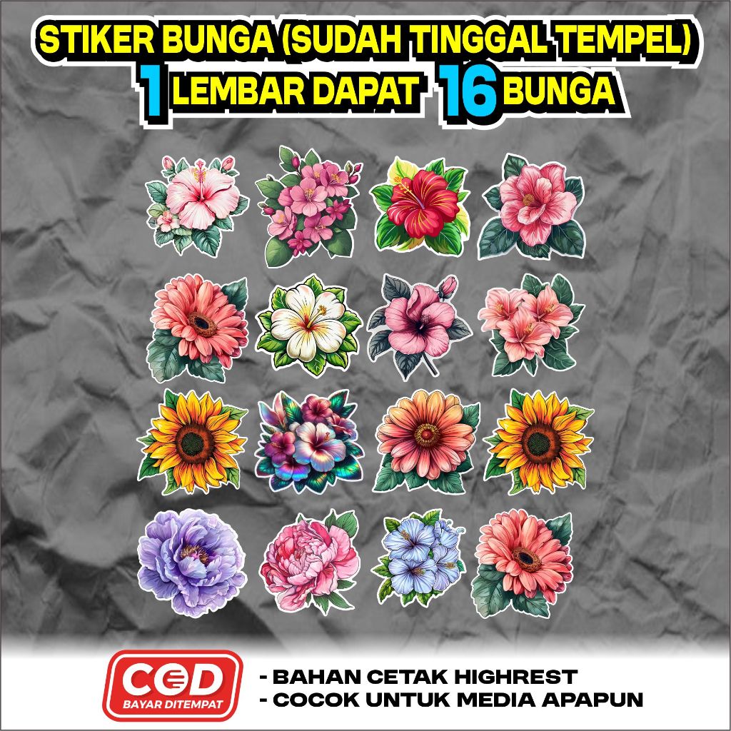 STICKER PACK BUNGA - STIKER BUNGA - STIKER