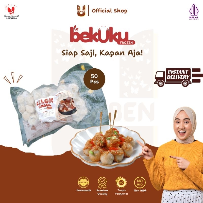 

BEKUKU Ummben Cilok Bumbu Kacang Frozen 50pcs Cemilan Enak Homemade Halal varian Polos Tetelan Keju