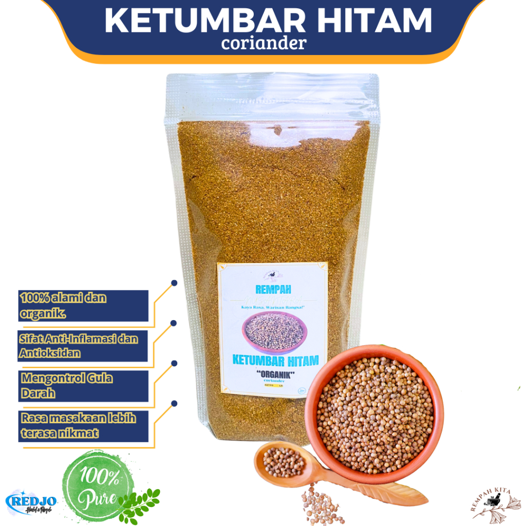 

Ketumbar Hitam ORGANIK Premium Bubuk Powder Coriander powder Bumbu Ketumbar Dapur Rempah Asli Murni