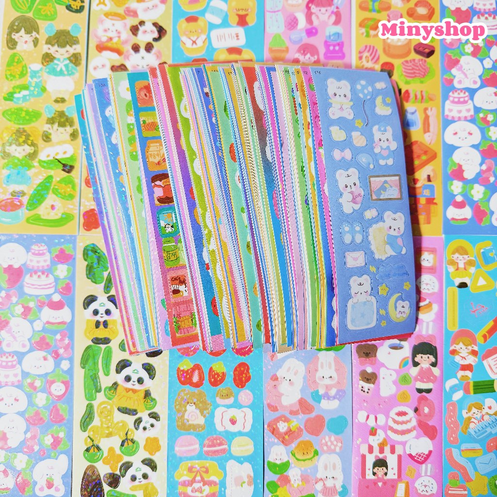 

10 Lembar Sticker DIY Cute For Binder Buku Journal Phone Case Frame Foto