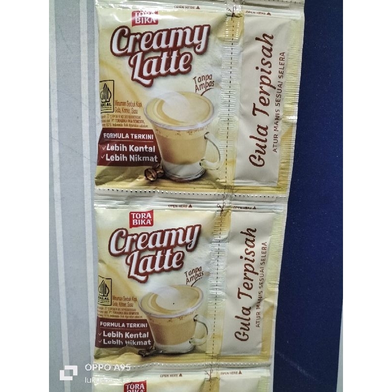 

kopi torabika creamy late isi 10 pcs/1 renteng