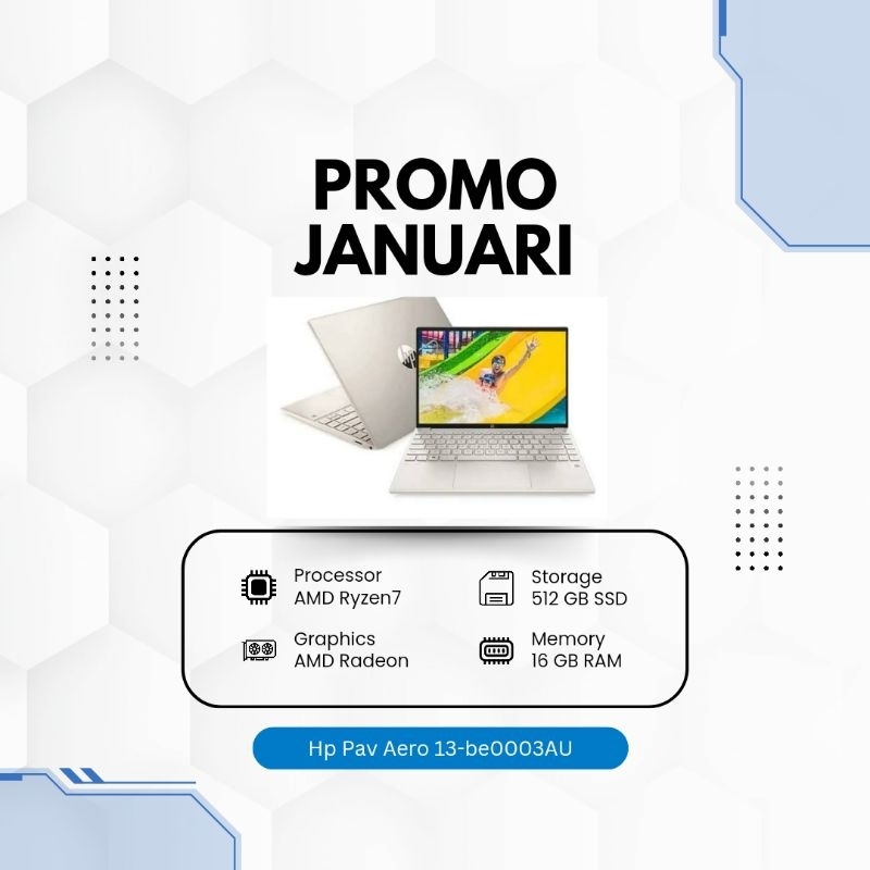 HP Pavilion Aero 13-be0003AU /AMD Ryzen 7-5800U Garansi Resmi