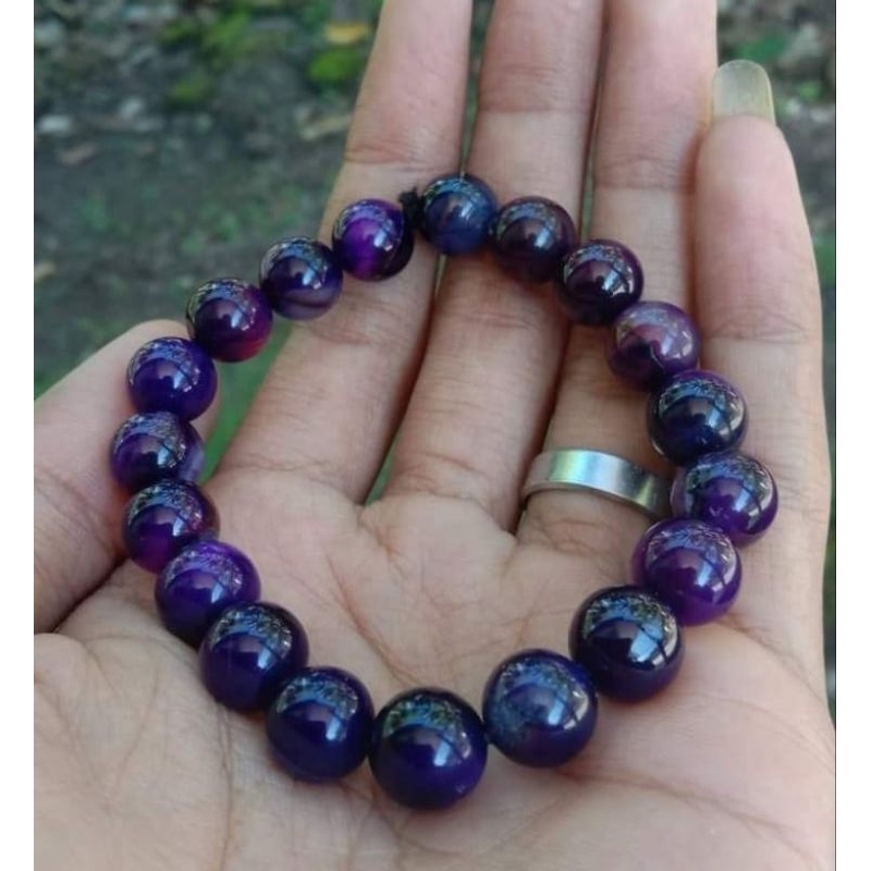 gelang batu permata kecubung ungu asli super