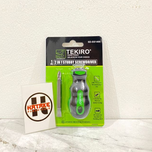 TEKIRO Obeng Kecil Cebol Obeng Mini Bolak Balik 2in1 Stubby Screwdriver PlusMinus Original SD-SS1466