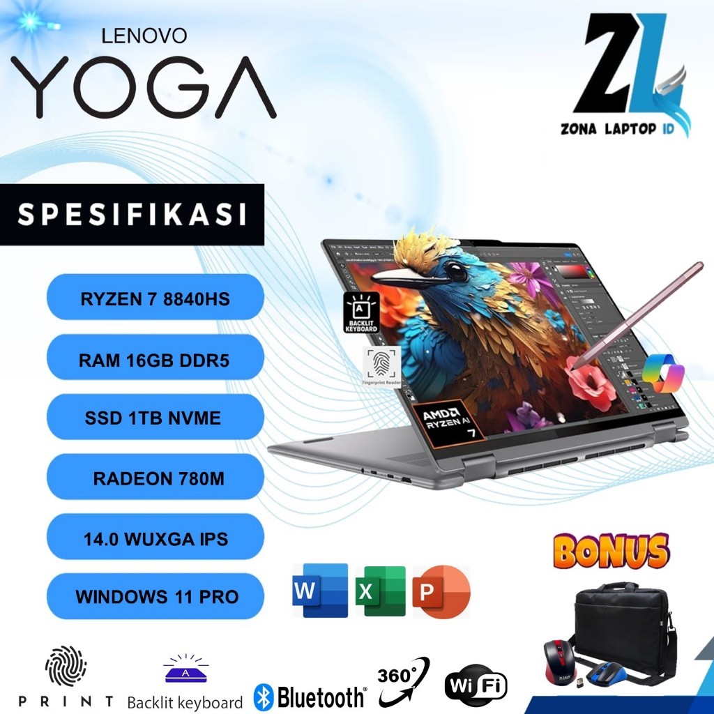 LENOVO YOGA 7 14 OLED TOUCHSCREEN RYZEN 7 8840HS RAM 16GB SSD 1TB WINDOWS 11 ORIGINAL