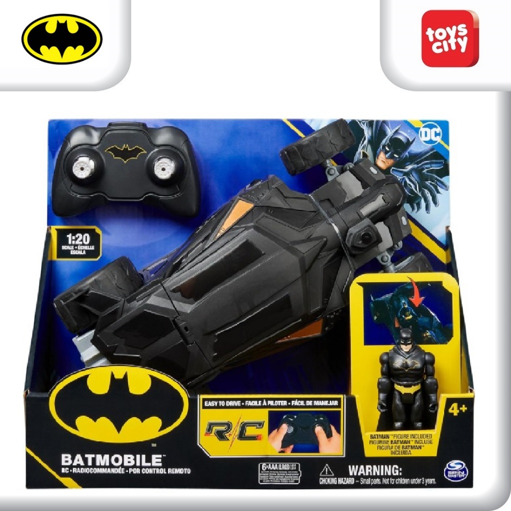 

DC Comics, Batman Batmobile Remote Control Car, Easy to Drive with 4-inch Batman Figure