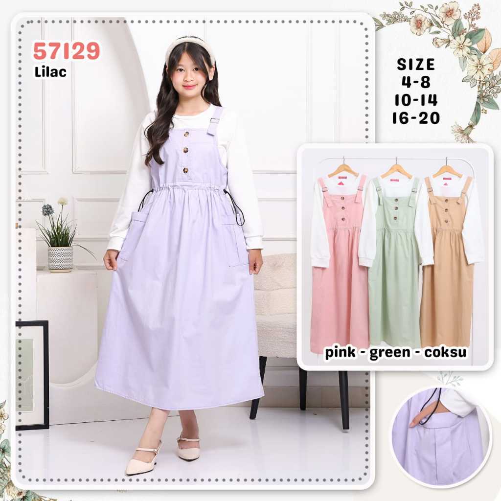GROSIR 3set Set Dress Overall CATHERINE KIDS 468 (4-6th) / Setelan Anak Catherine Kids / Set Anak Mu