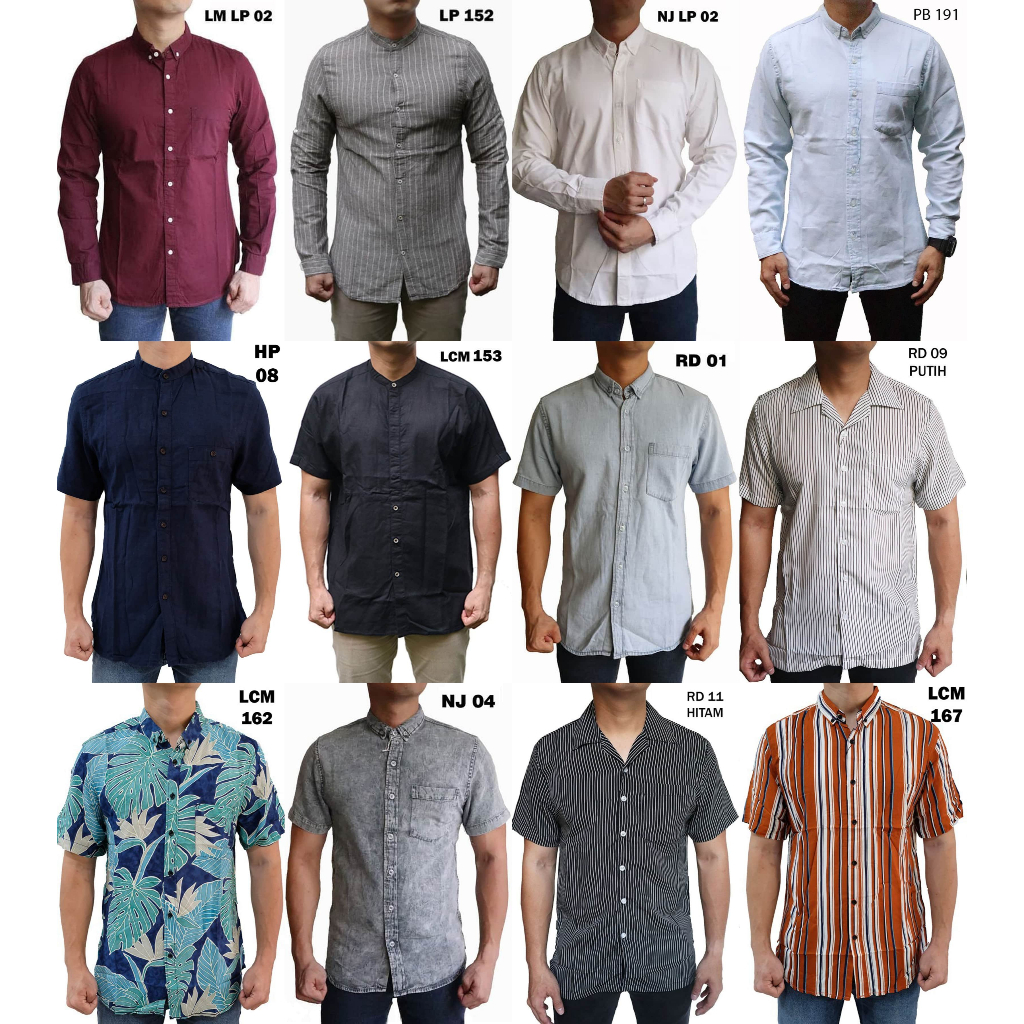 Kemeja Lengan Pendek Pria Atasan Hem Casual Modern Baju Santai Berkerah Distro Murah Slim Cowok Dewa