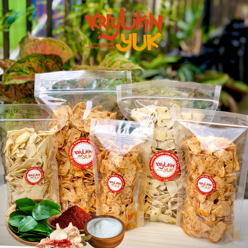

Otak-otak crispy kriyukinyuk daun jeruk original pedas cemilan kering