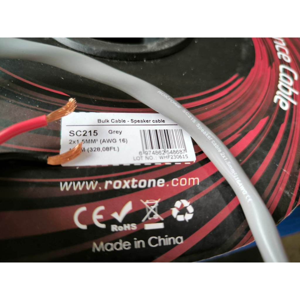 KABEL SPEAKER ISI 2X1,5 MM ROXTONE SC215 PER METER GREY ORIGINAL / Kabel Speaker Titans 2x1.5 1roll 