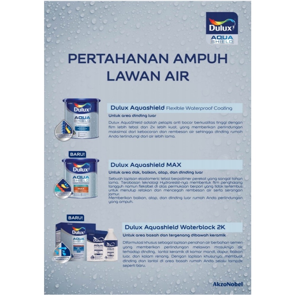 Dulux Aqua Shield Max 1 Kg / Cat Tembok Waterproof Dulux Aquashield Max Anti Bocor Anti Air Warna