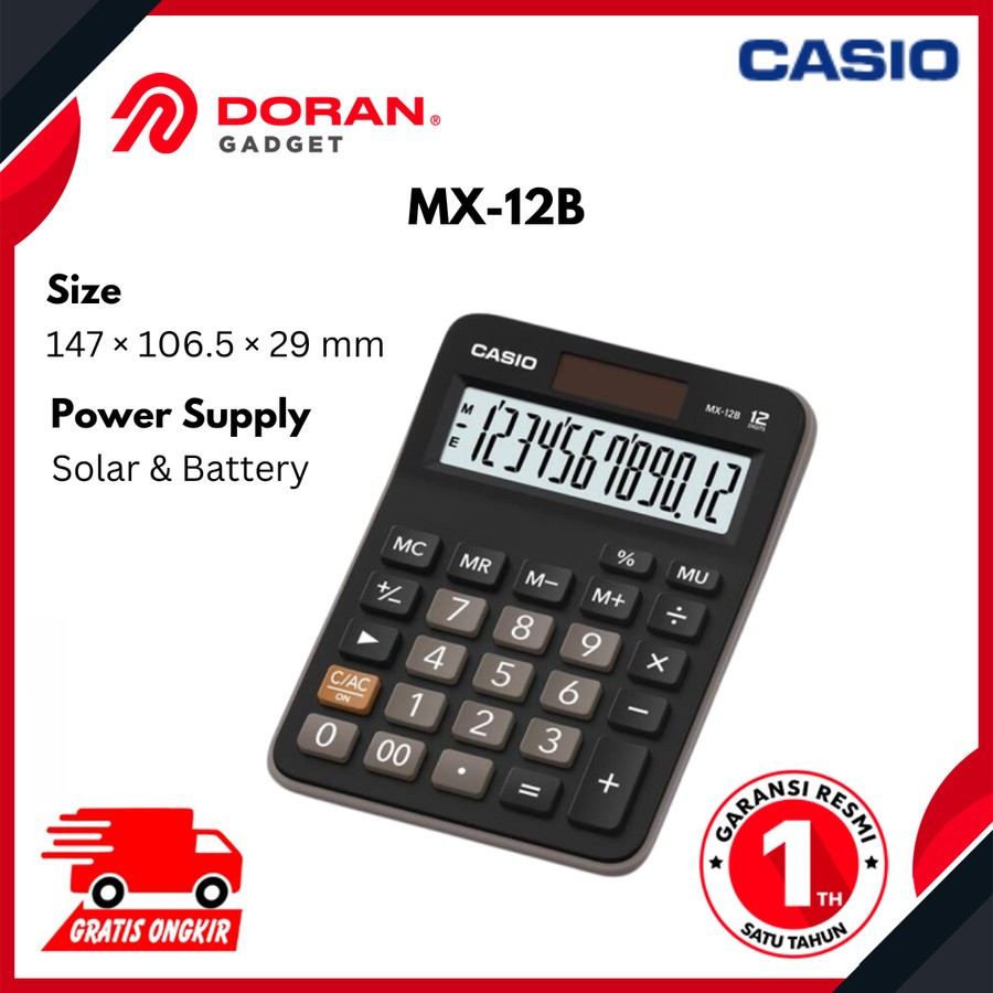 

Kalkulator Casio MX-12B Kalkulator Meja Calculator with Solar & Battery Garansi Resmi