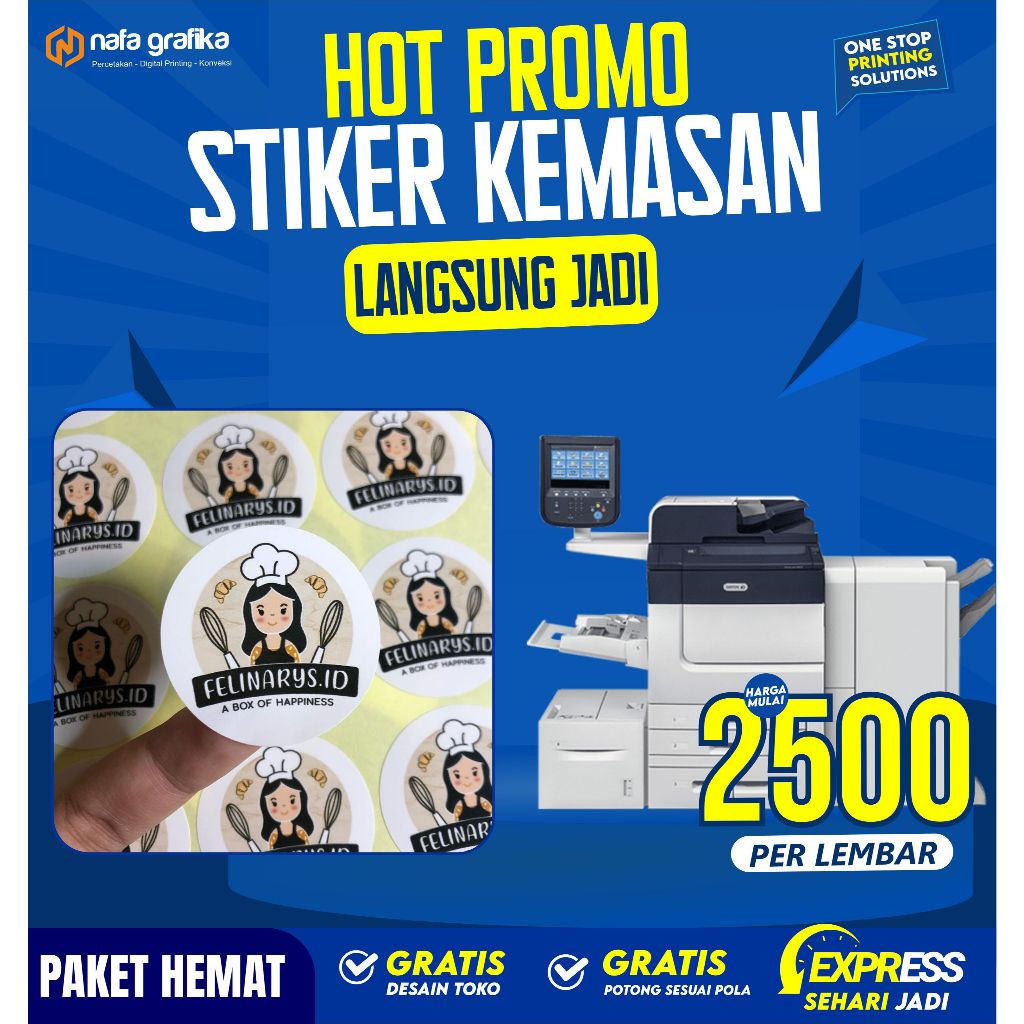 STIKER KEMASAN A3+ STICKER LABEL BENTO BOX TOPLES SKINCARE MAKANAN MINUMAN ULANG TAHUN CUSTOM DESAIN