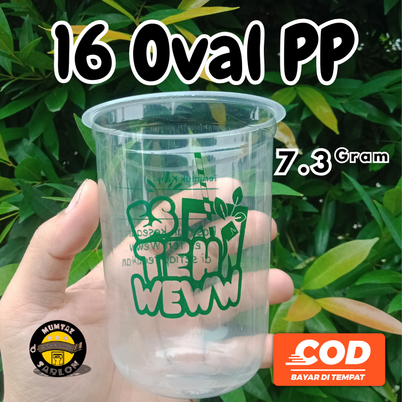 Sablon Cup 16oz OVAL PP | 7gram | Coffee Cup