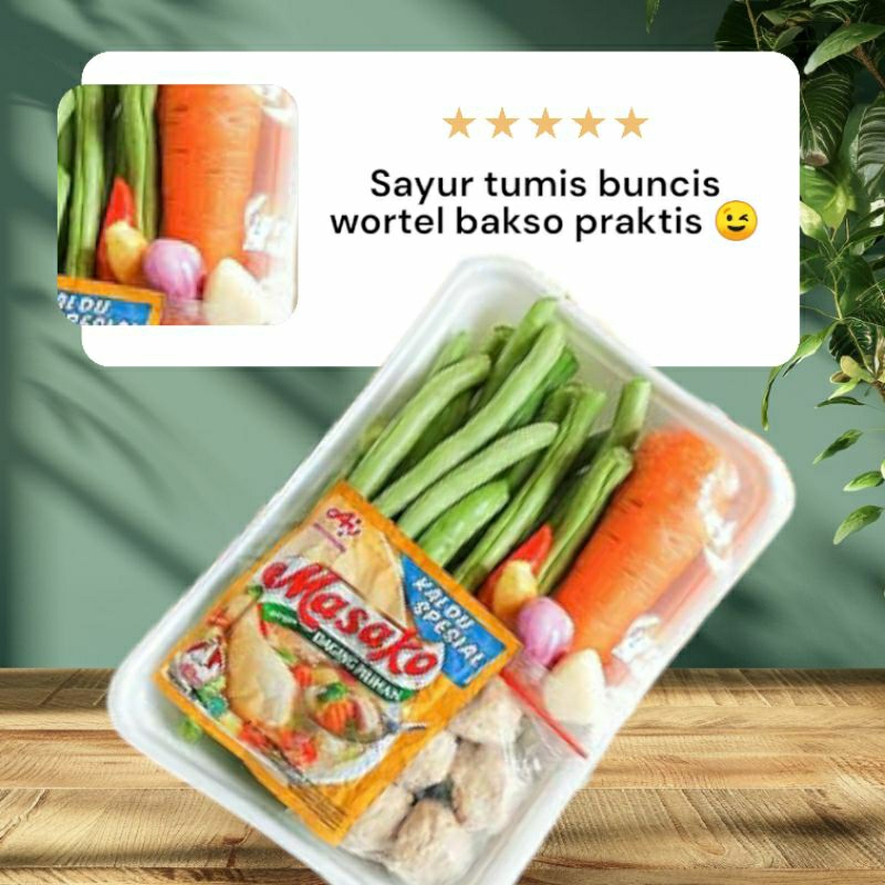 

paket masak tumis sayur buncis wortel bakso siap masak praktis (foodprep)