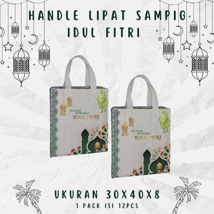 

Tas lebaran laminating putih UK 30x40 isi 12pcs (1lusin) tas hampers