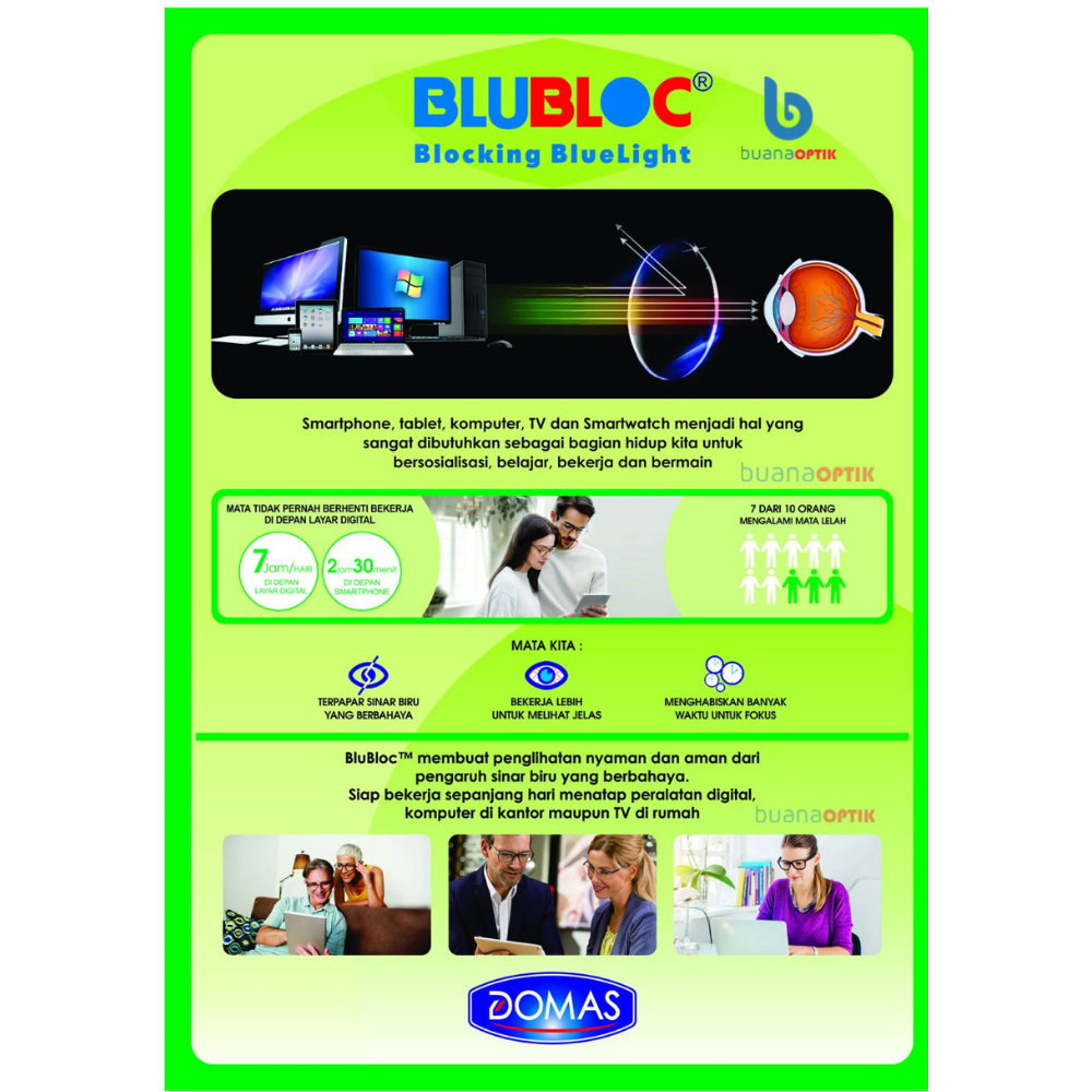 PAKET KACAMATA DAN LENSA BLURAY BLUE LIGHT DOMAS