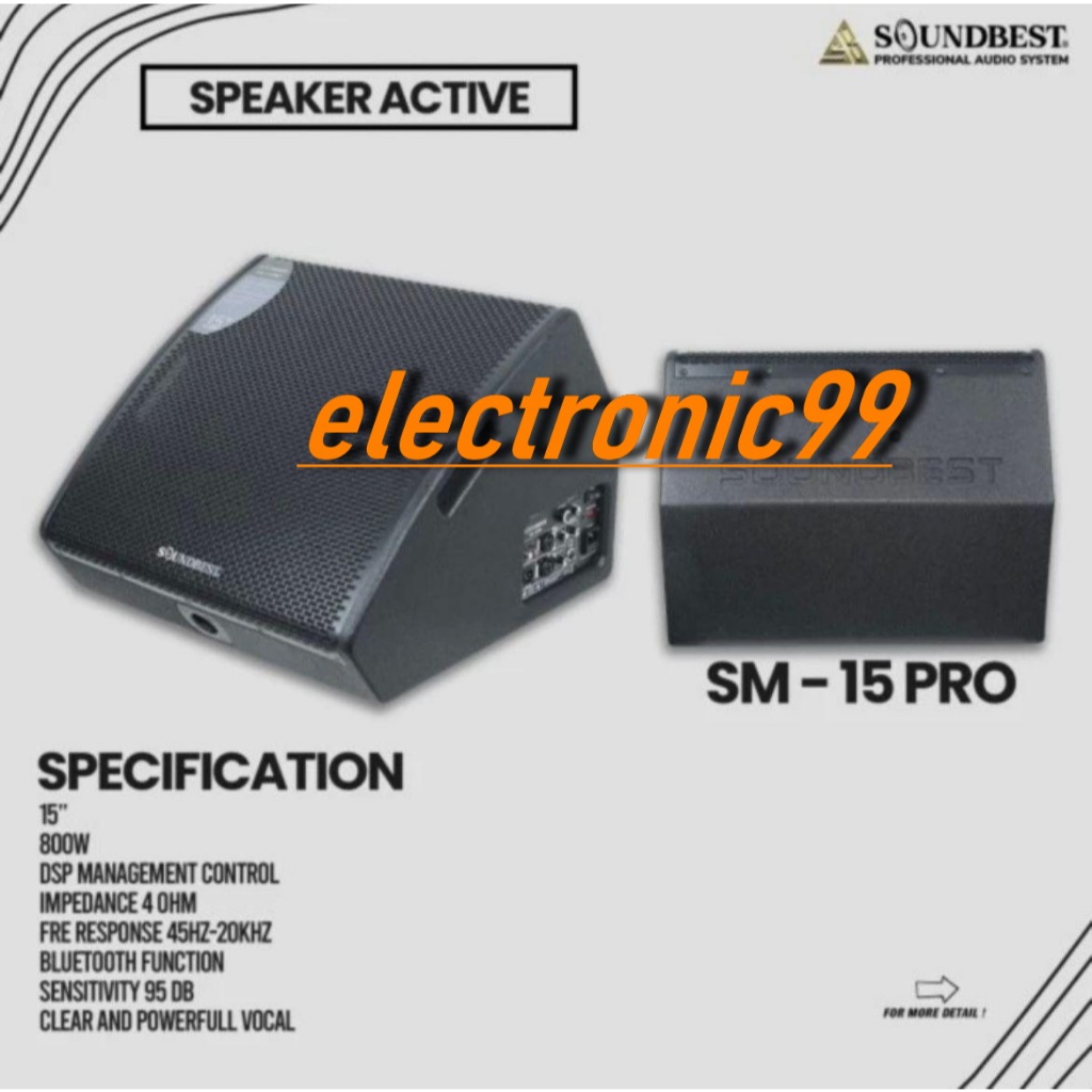 Speaker Monitor Aktif Sound 15 Inch Soundbest Sm15Pro Manggung Audio