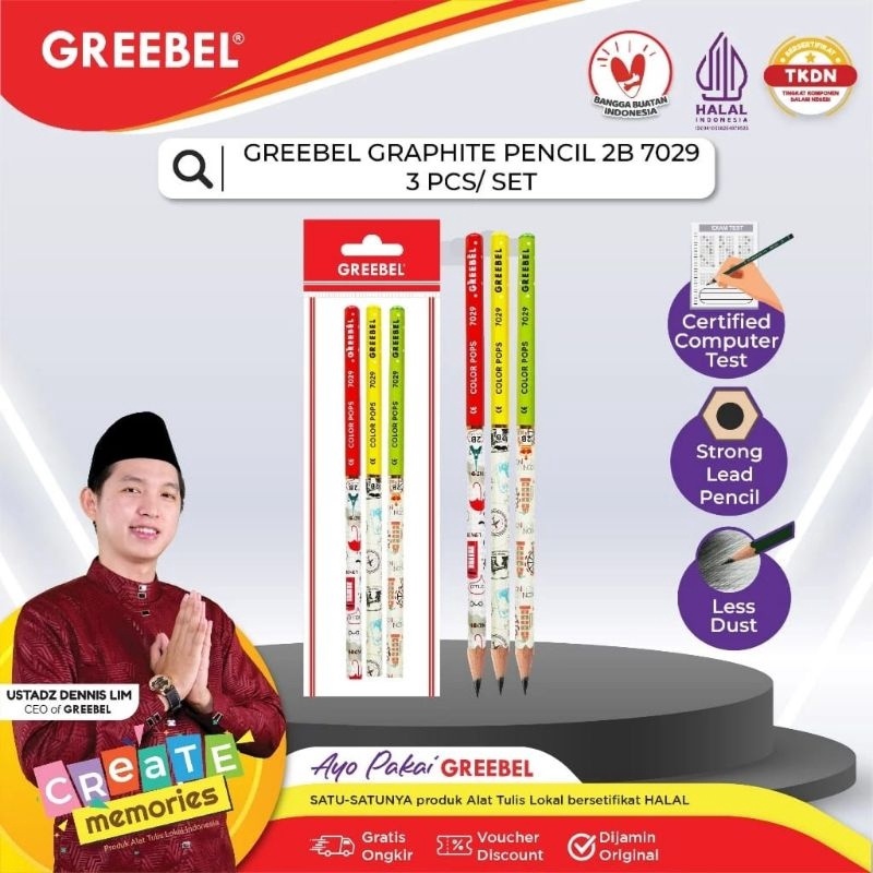 

Promo Pelanggan Baru Greebel Pensil Kayu 2B 729 Colour Pop 3 pcs pensil karakterGrafitGraphite