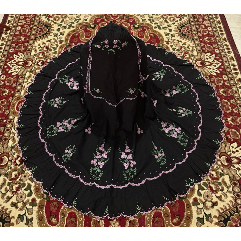 Mukena katun paris Suji all mesin hitam