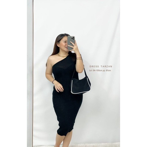 DRESS TARZAN PENDEK RAJUT/Keiko Dress One Shoulder Bodycon Dres Rajutan Wanita/DRESS RAJUT WANITA